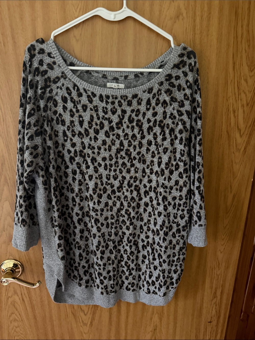 Maurices Grey Leopard Scoop Neck Sweater